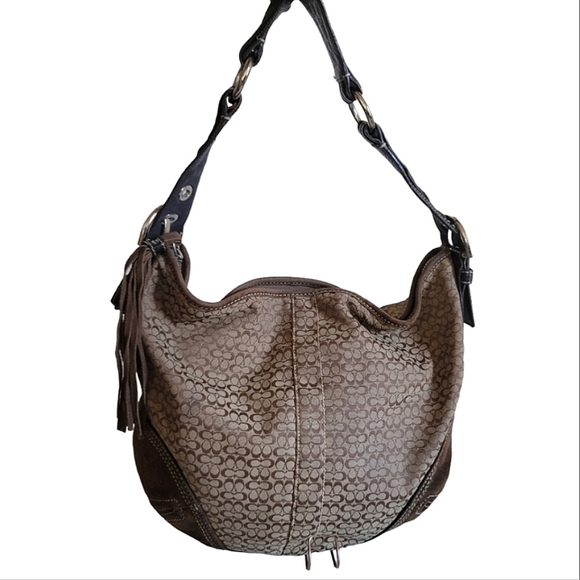 Coach Handbags - Coach Hobo Shoulder Bag Signature C Brown Suede Y2K Vintage